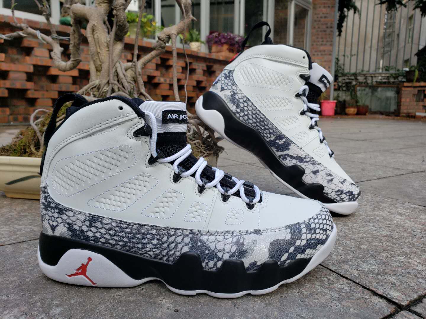 2019 Air Jordan 9 SnakeSkin White Black Shoes